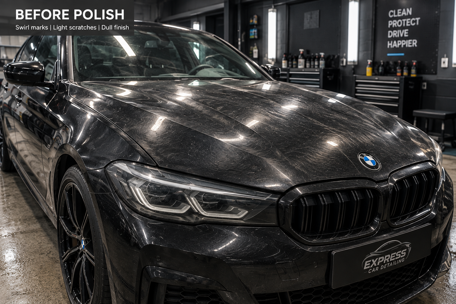 Car paint before polish